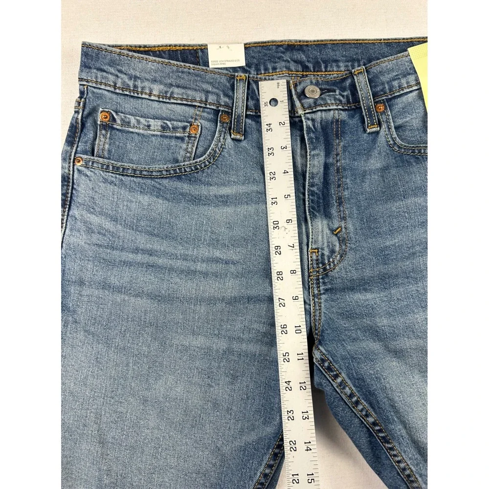 Levis 412 Slim Shorts Mens 34 Blue Denim Cut Off Raw Hem Performance Stretch NEW
